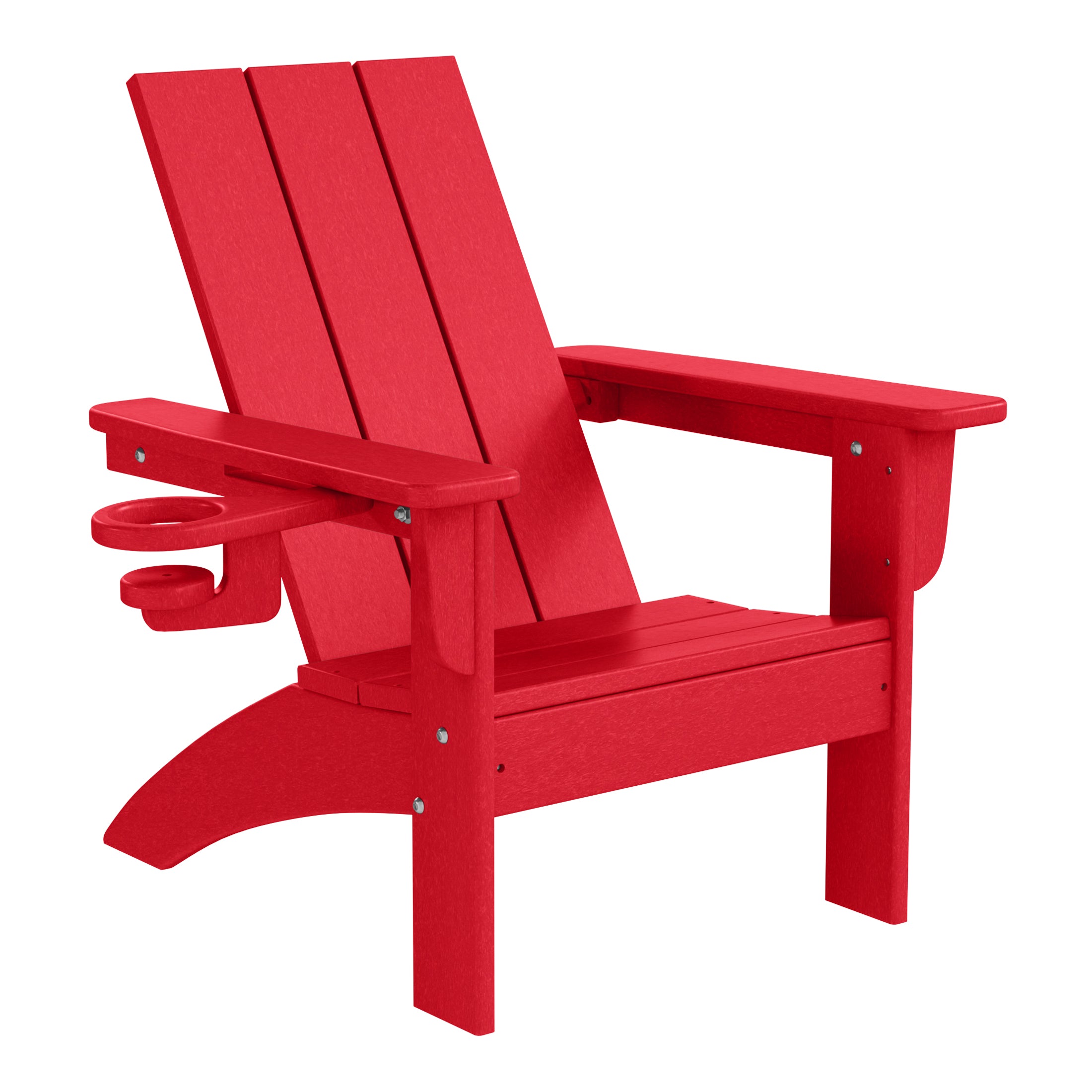 Ashore Kids Outdoor HDPE Plastic Modern Adirondack Patio Chairs with Cup Holders (Set of 2)