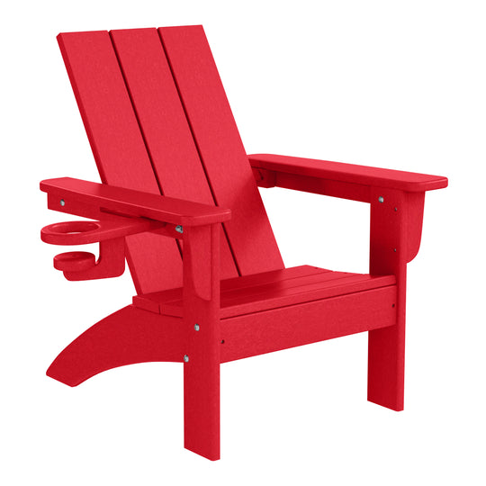 Ashore 3-Piece Kids HDPE Modern Adirondack Chairs Set with Square Side Table and Cup Holders