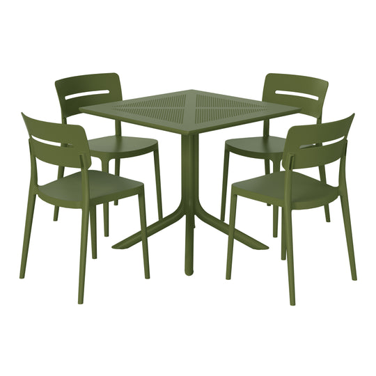 Playa Modern 5-Piece Resin Patio Dining Table Set with Stackable Patio Dining Chairs
