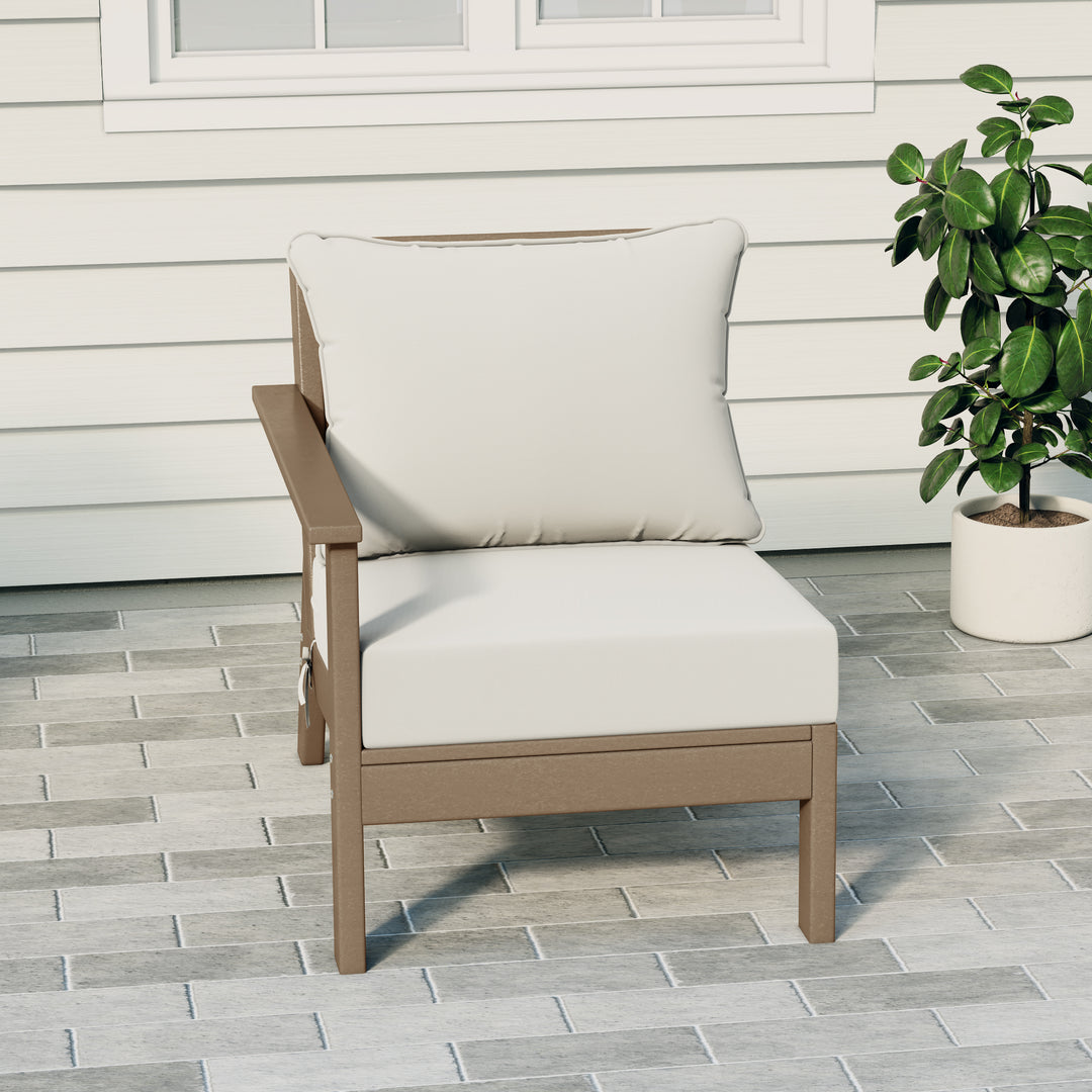 Avalon Outdoor Patio HDPE Left Arm Sectional Corner Club Chair with Patio Cushions