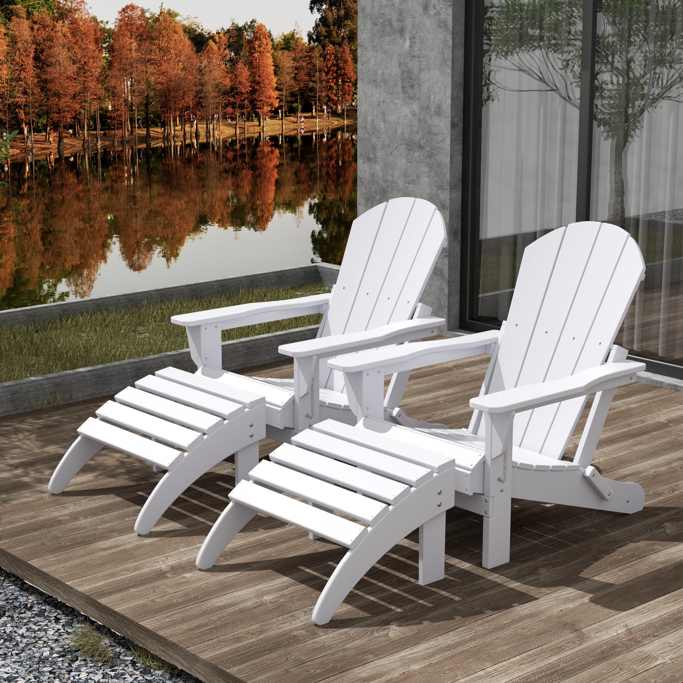 Malibu 4-Piece set classic Adirondack chairs with ottoman (2 seater)