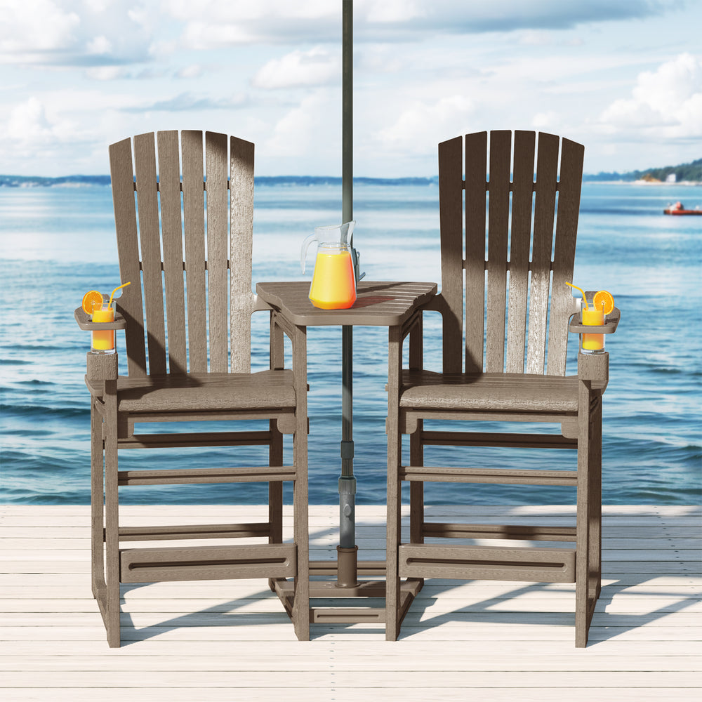 Azura Outdoor Tall Adirondack Chairs With Connecting Table Tray (Set of 2)