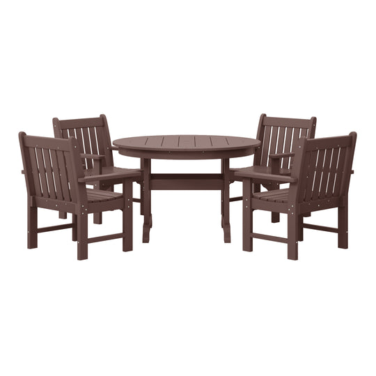 Malibu 5-Piece HDPE Outdoor Patio Chair and Round Table Dining Set