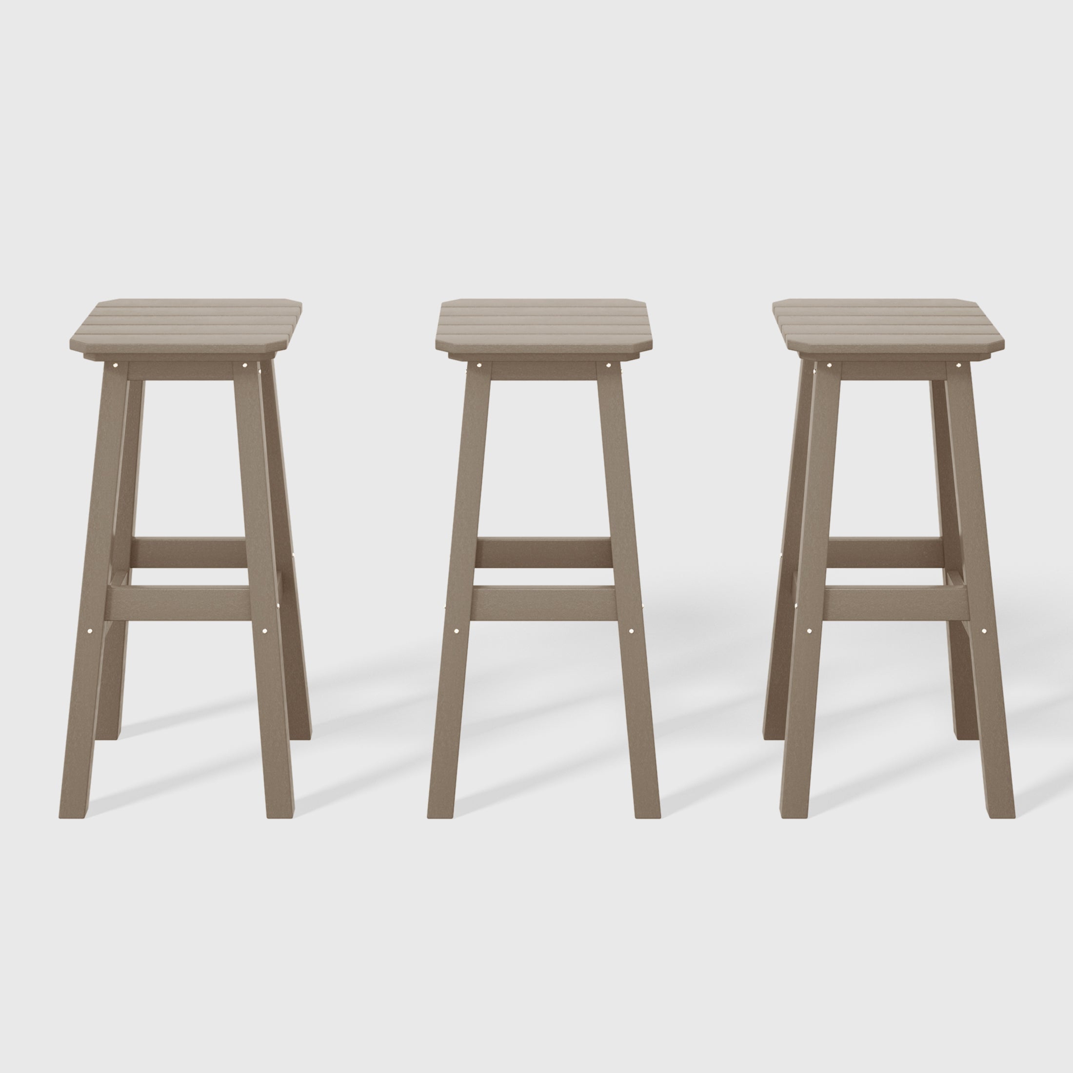 Malibu 29" HDPE Outdoor Patio Square Bar Stools (Set of 3)