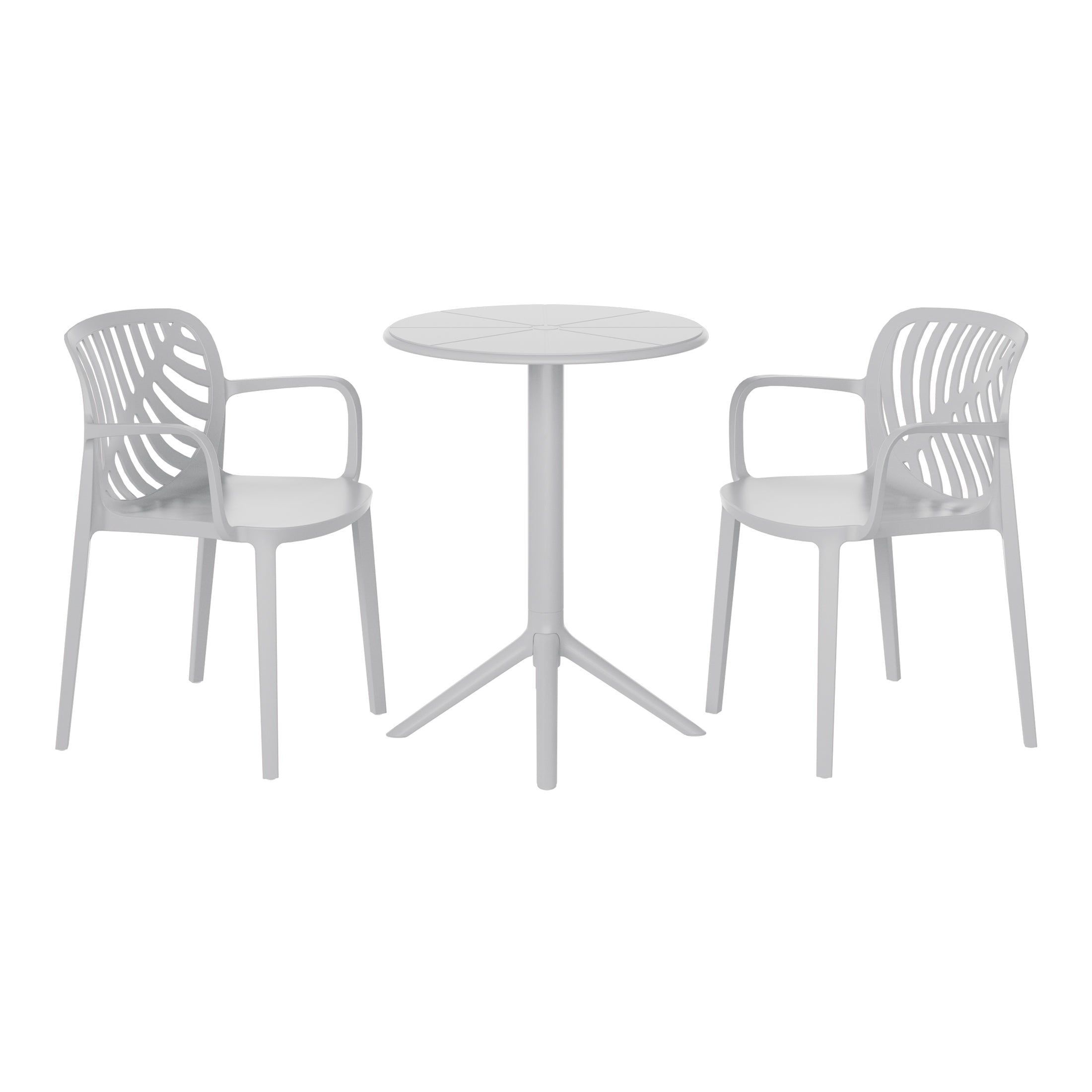 Playa 3-Piece Outdoor Resin Patio Bistro Table Set with Stackable Patio Dining Side Chairs For 2