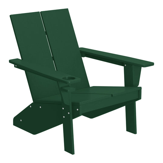 Riviera Outdoor 4-Piece HDPE Modern Adirondack Chairs Set with Folding Patio Ottomans and Cup Holder
