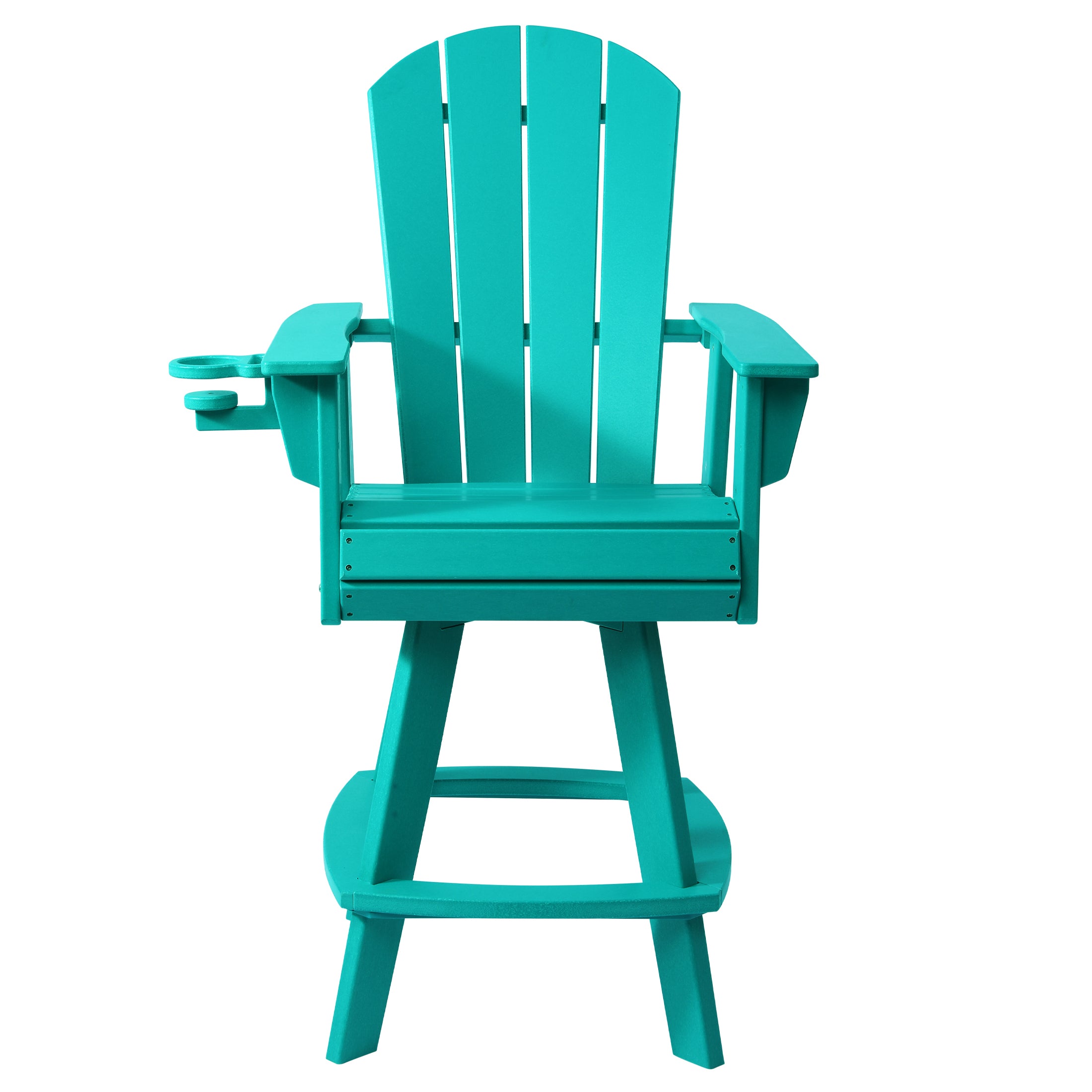 Malibu Outdoor HDPE Swivel Adirondack Bar Height Chair With Cup Holder