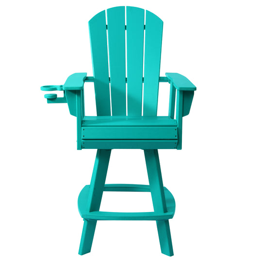 Malibu Outdoor HDPE Swivel Adirondack Bar Height Chair With Cup Holder