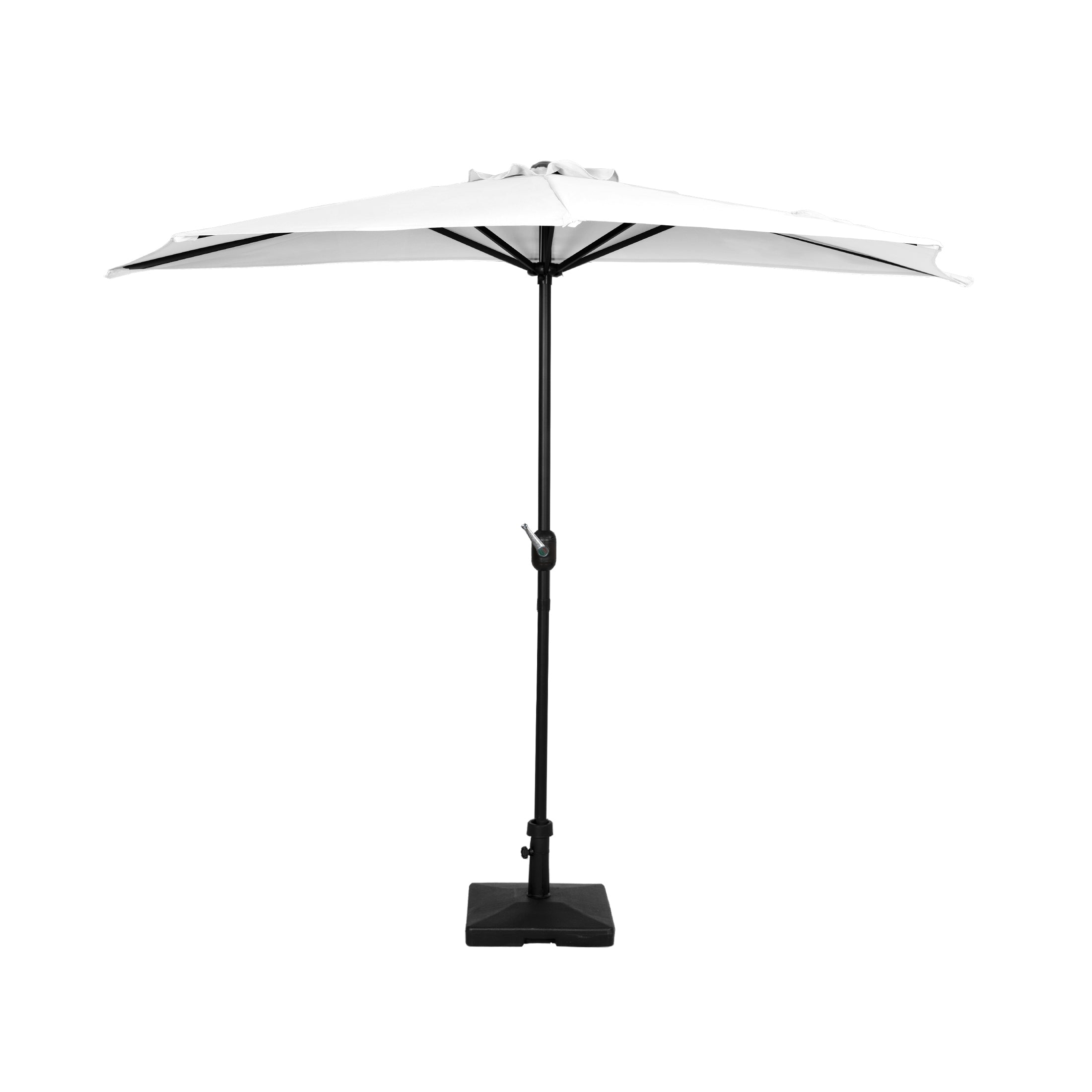 Lanai 9 ft. Aluminum Half Market Crank Lift Patio Umbrella with Base