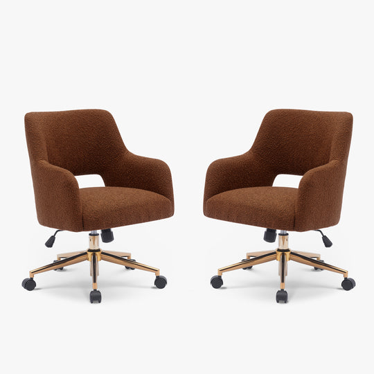 Genevieve Mid-Century Modern Swivel Office Vanity Chair with Wheels (Set of 2)