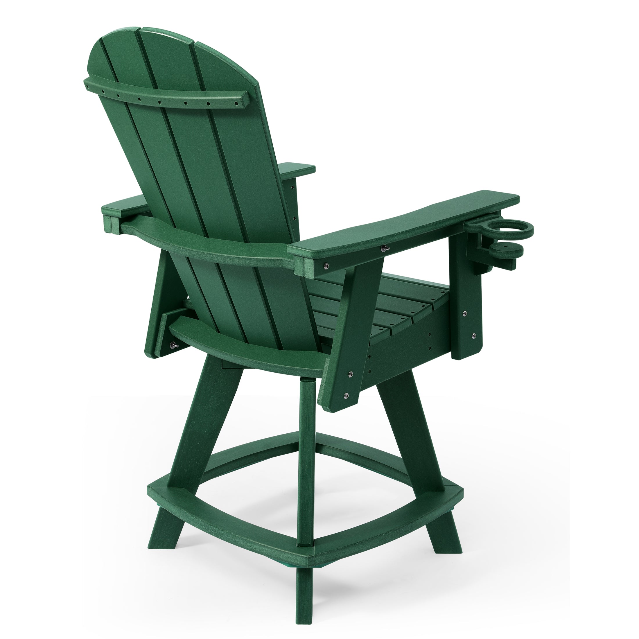 Malibu Outdoor HDPE Adirondack Swivel Counter Height Bar Chair With Cup Holder