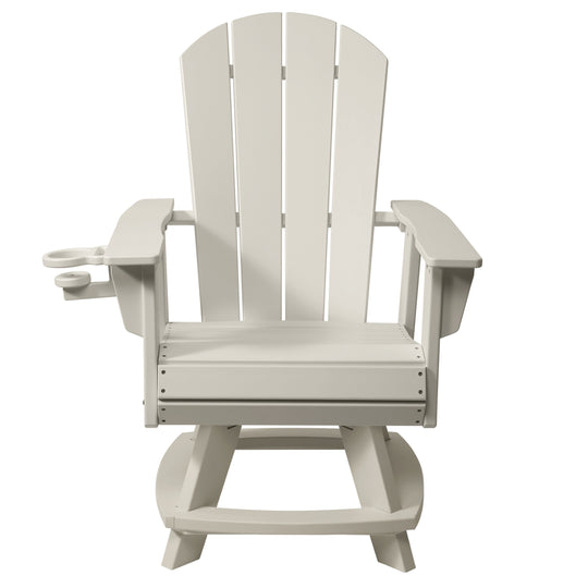 Malibu Outdoor HDPE Swivel Adirondack Patio Dining Chair With Cup Holder