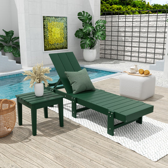 Ashore 2 Piece Modern Poly Reclining Chaise Lounge With Wheels