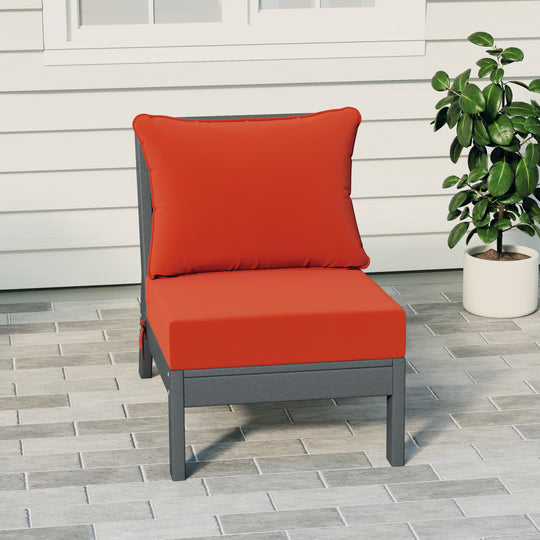 Avalon Outdoor HDPE Deep Seating Modular Armless Patio Chair with Patio Cushions