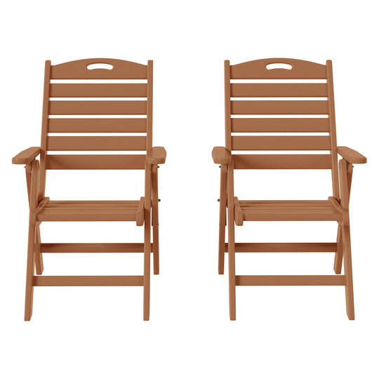 Azura HDPE Adjustable Highback Folding Outdoor Patio Dining Chairs Set of 2