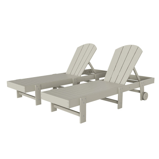 Malibu Adirondack Poly Reclining Chaise Lounge With Wheels (Set of 2)