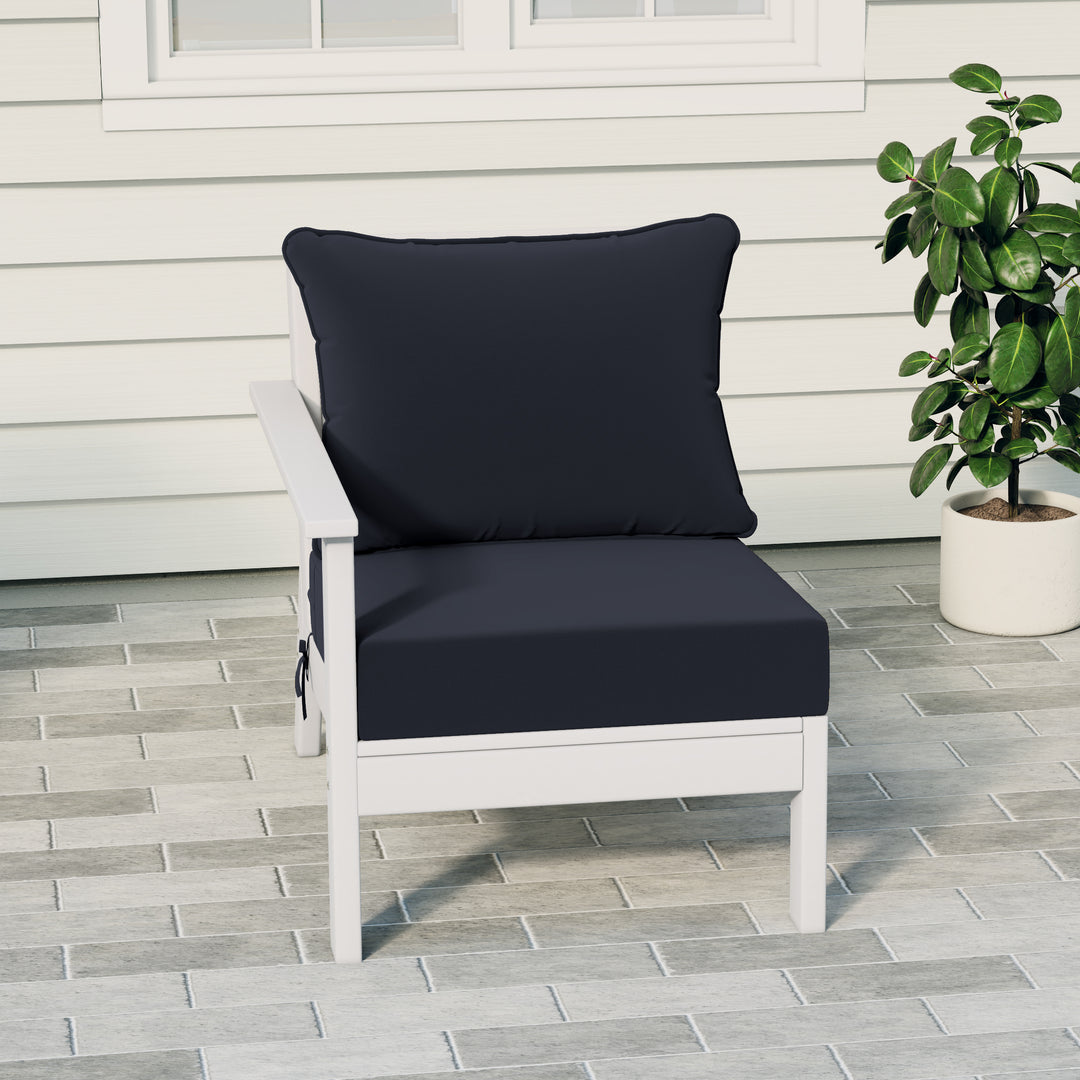 Avalon Outdoor Patio HDPE Left Arm Sectional Corner Club Chair with Patio Cushions