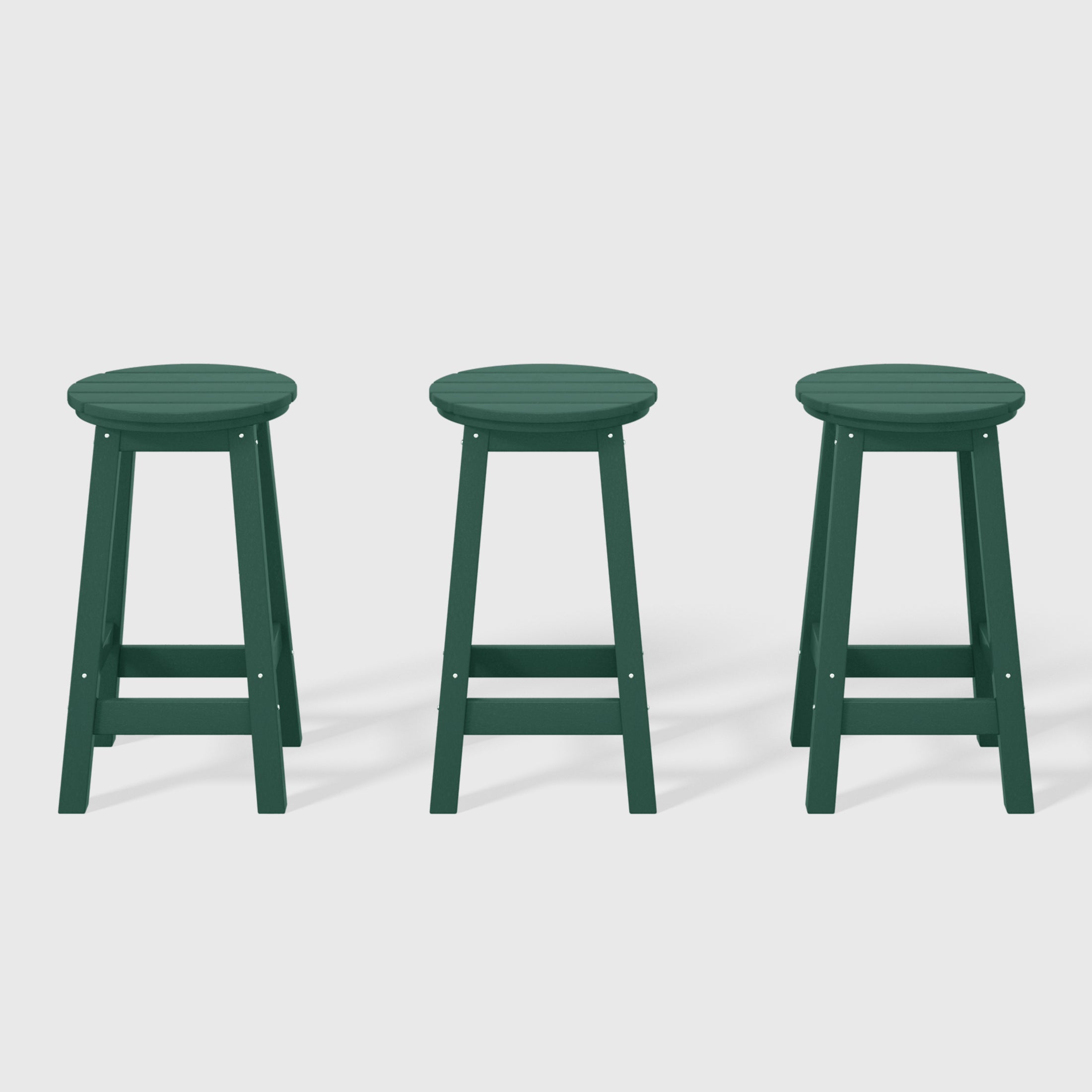 Malibu 24" HDPE Outdoor Patio Round Counter Height Bar Stool Set of 3