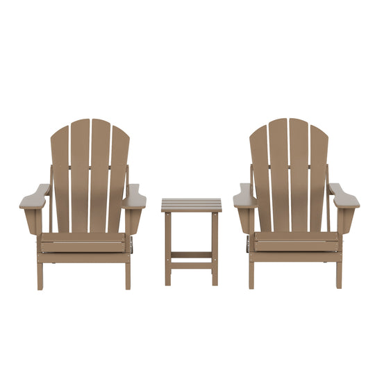 Malibu Westintrends 3-Piece set Outdoor / Patio Poly Adirondack chair set with a side table ( 2 seater )