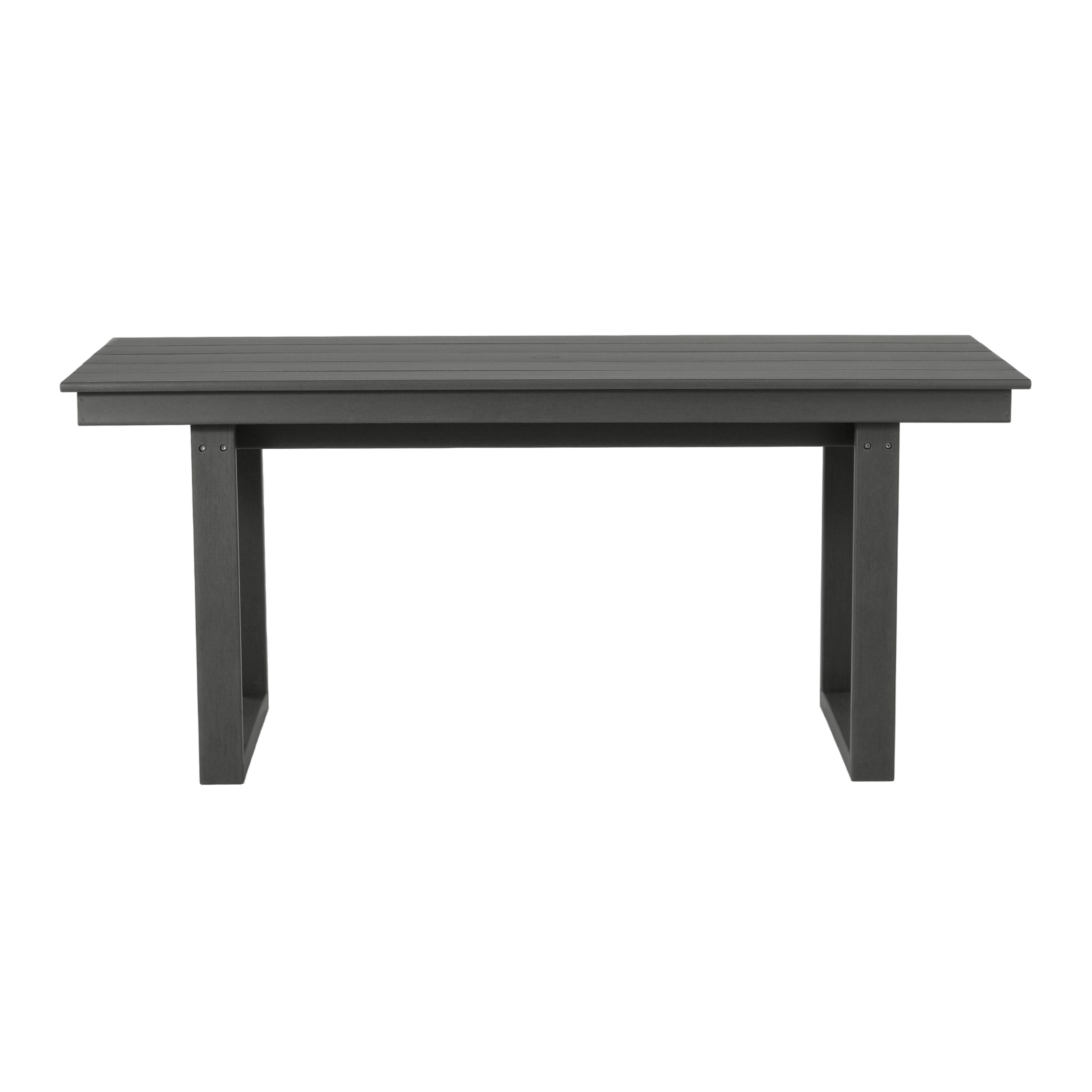 Paloma 68" Outdoor HDPE Modern Rectangular Patio Dining Table With Umbrella Hole