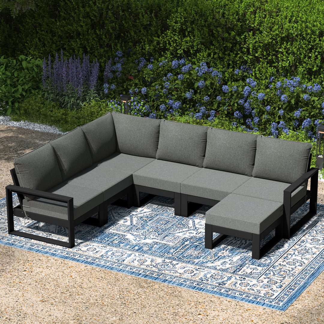 Montara 7-Piece Outdoor Modular L-Shaped Corner Patio Sectional Sofa Set