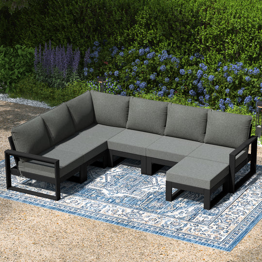 Montara 7-Piece Outdoor Modular L-Shaped Corner Patio Sectional Sofa Set