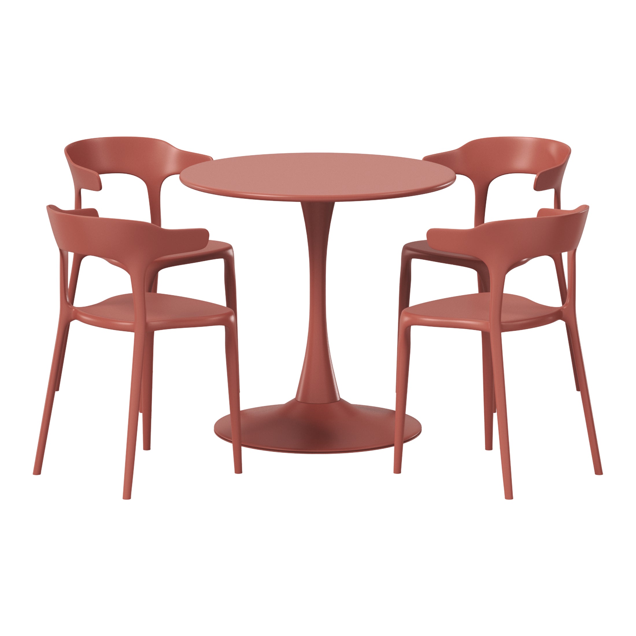 Playa 5-Piece Outdoor Metal Patio Dining Table Set With Stackable Patio Chairs