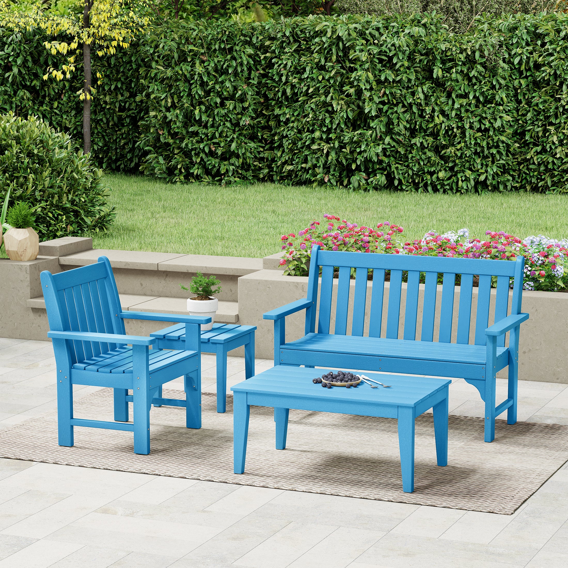 Malibu 4-Piece HDPE Outdoor Patio Furniture Couch Set