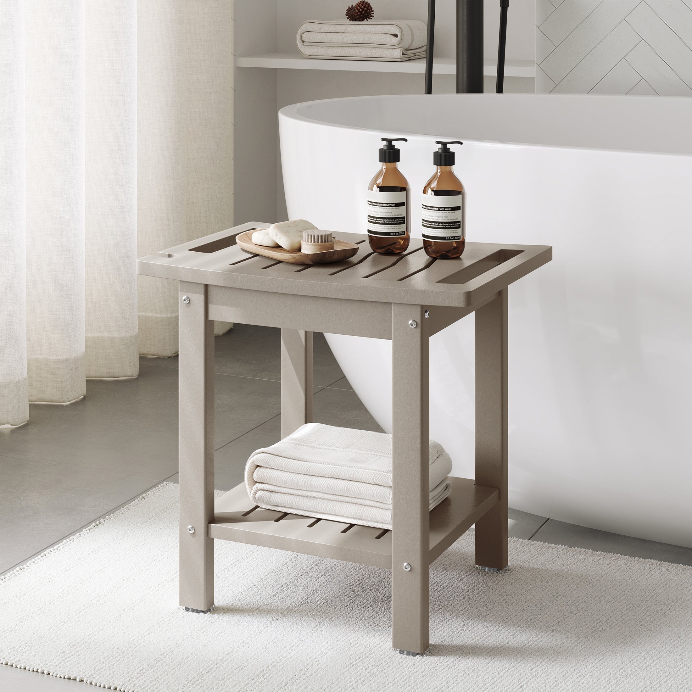 Sage HDPE Poly Plastic Waterproof Bathroom Shower Bench