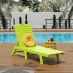 Malibu adjustable reclining chaise lounge in Lime styled outdoors
