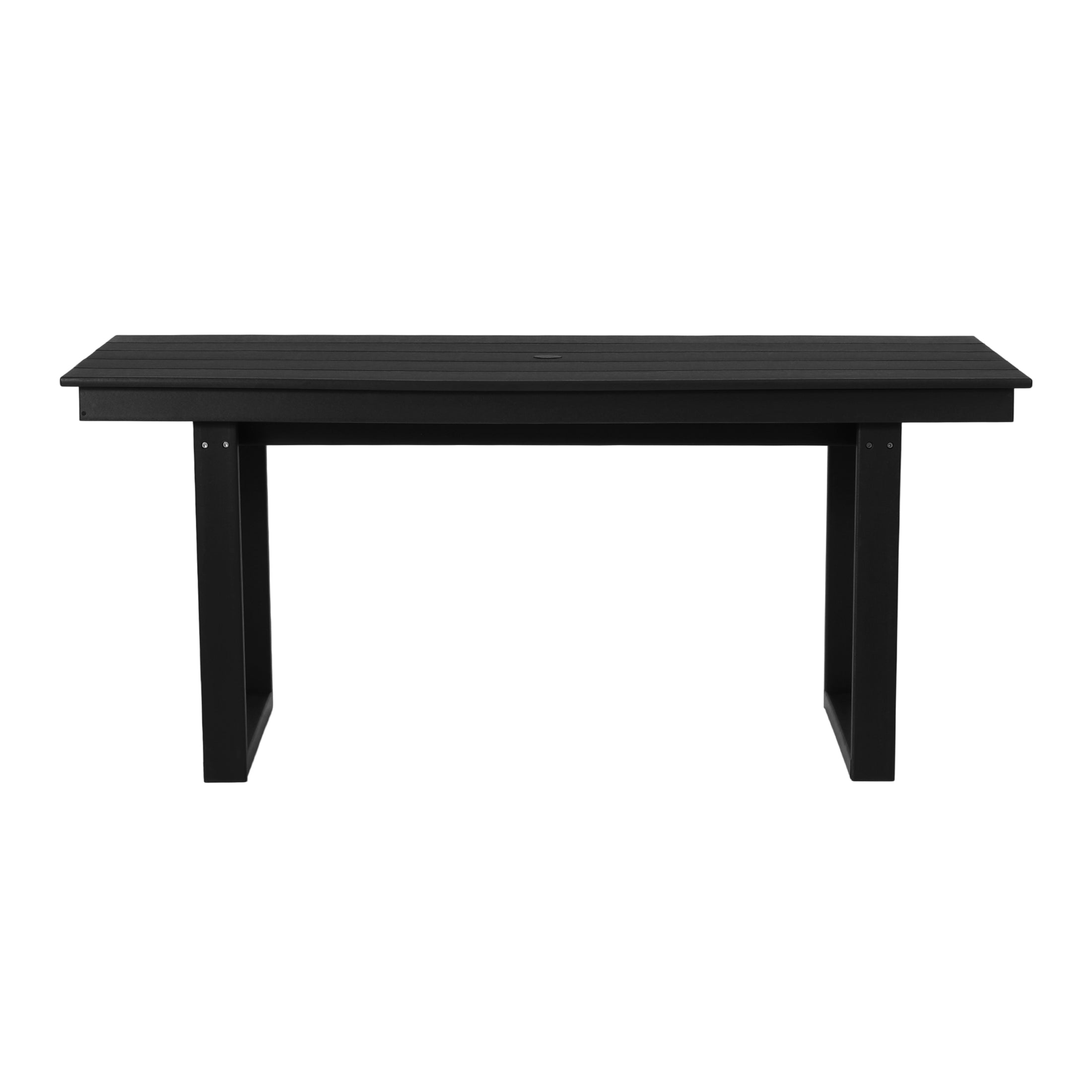 Paloma 68" Outdoor HDPE Modern Rectangular Patio Dining Table With Umbrella Hole