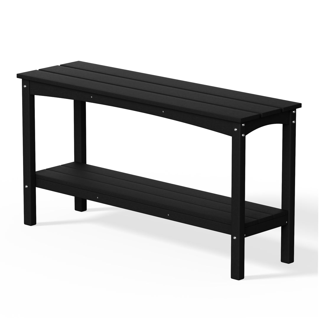 Malibu 55" Outdoor Patio HDPE Adirondack 2-Tier Shelf Console Table