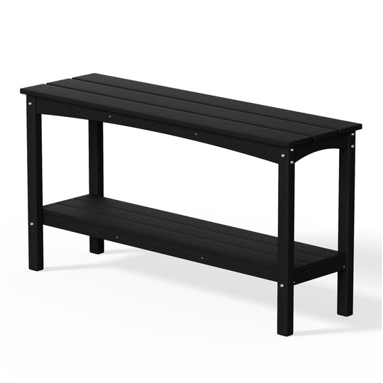 Malibu 55" Outdoor Patio HDPE Adirondack 2-Tier Shelf Console Table