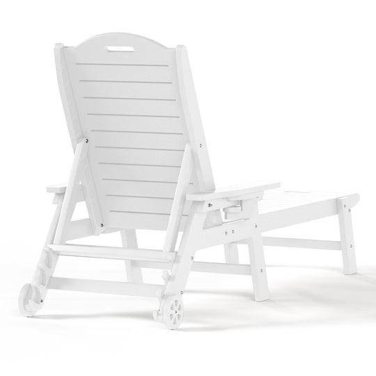 Aruba Outdoor HDPE Patio Chaise Lounge With Wheels & Cup Holder