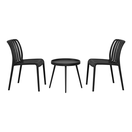 Playa 3-Piece Outdoor Patio Bistro Balcony Furniture Set With Stackable Chairs