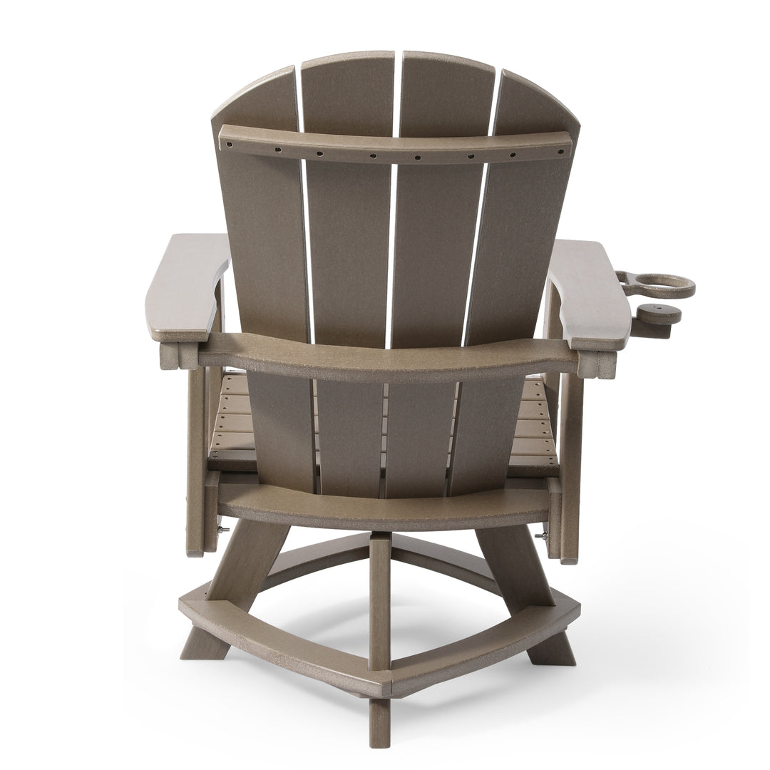 Malibu Outdoor HDPE Swivel Adirondack Patio Dining Chair With Cup Holder