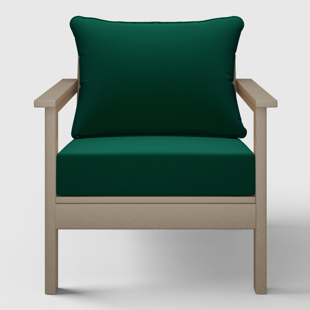 Avalon Outdoor Modern HDPE Patio Club Chairs with Deep Seat Cushions (Set of 2)