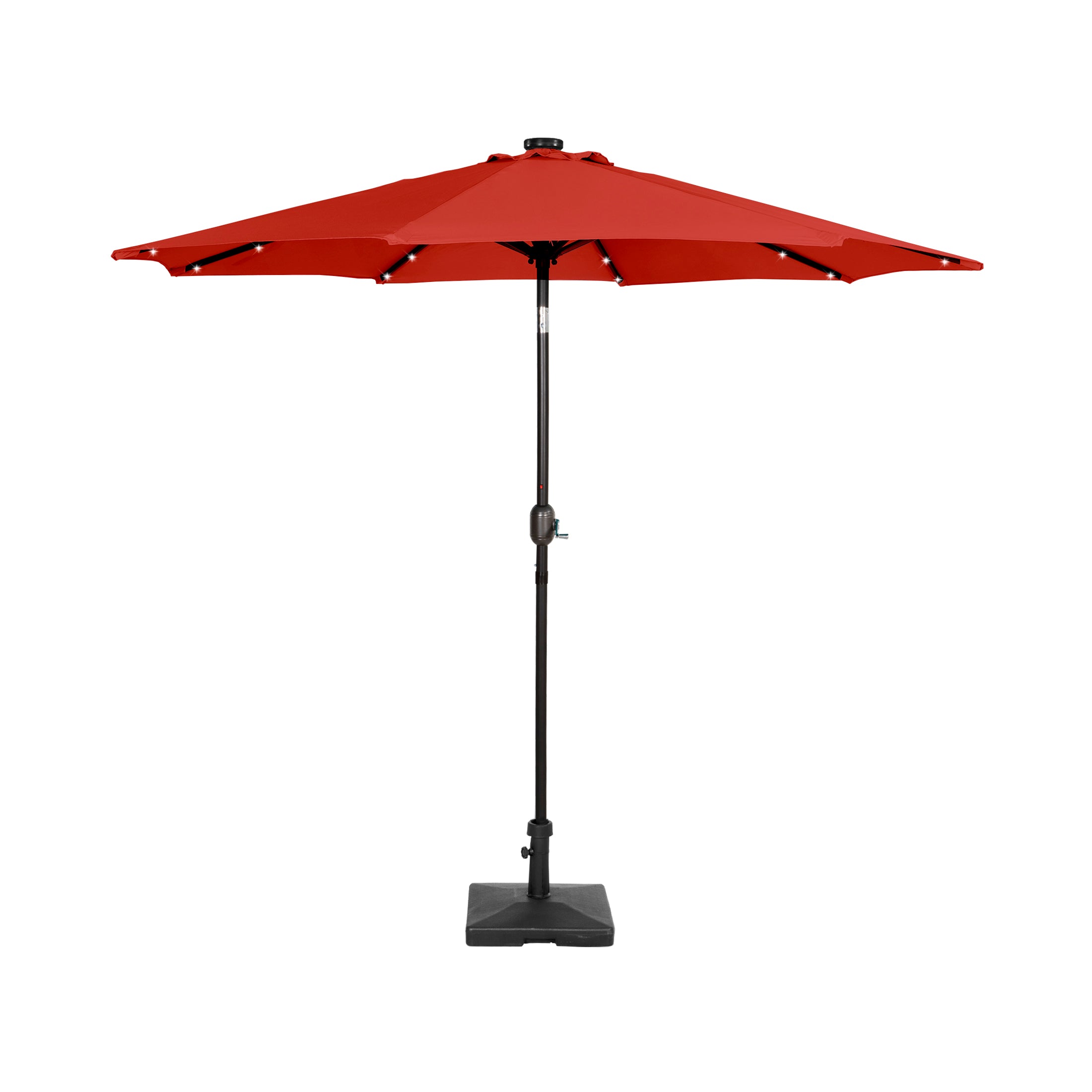 Cyrus 9 ft. Patio Solar Power LED lights Market Umbrella with 50 lbs concrete weight base kit