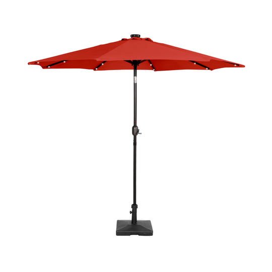 Cyrus 9 ft. Patio Solar Power LED Market Umbrella with Concrete Weight Base