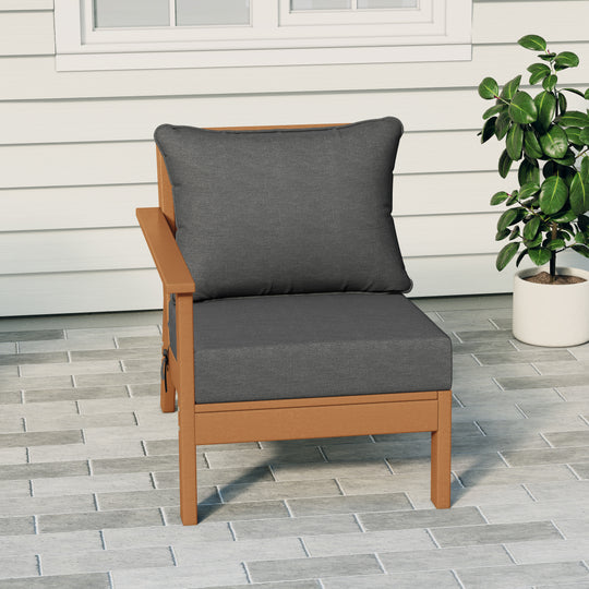 Avalon Outdoor Patio HDPE Left Arm Sectional Corner Club Chair with Patio Cushions