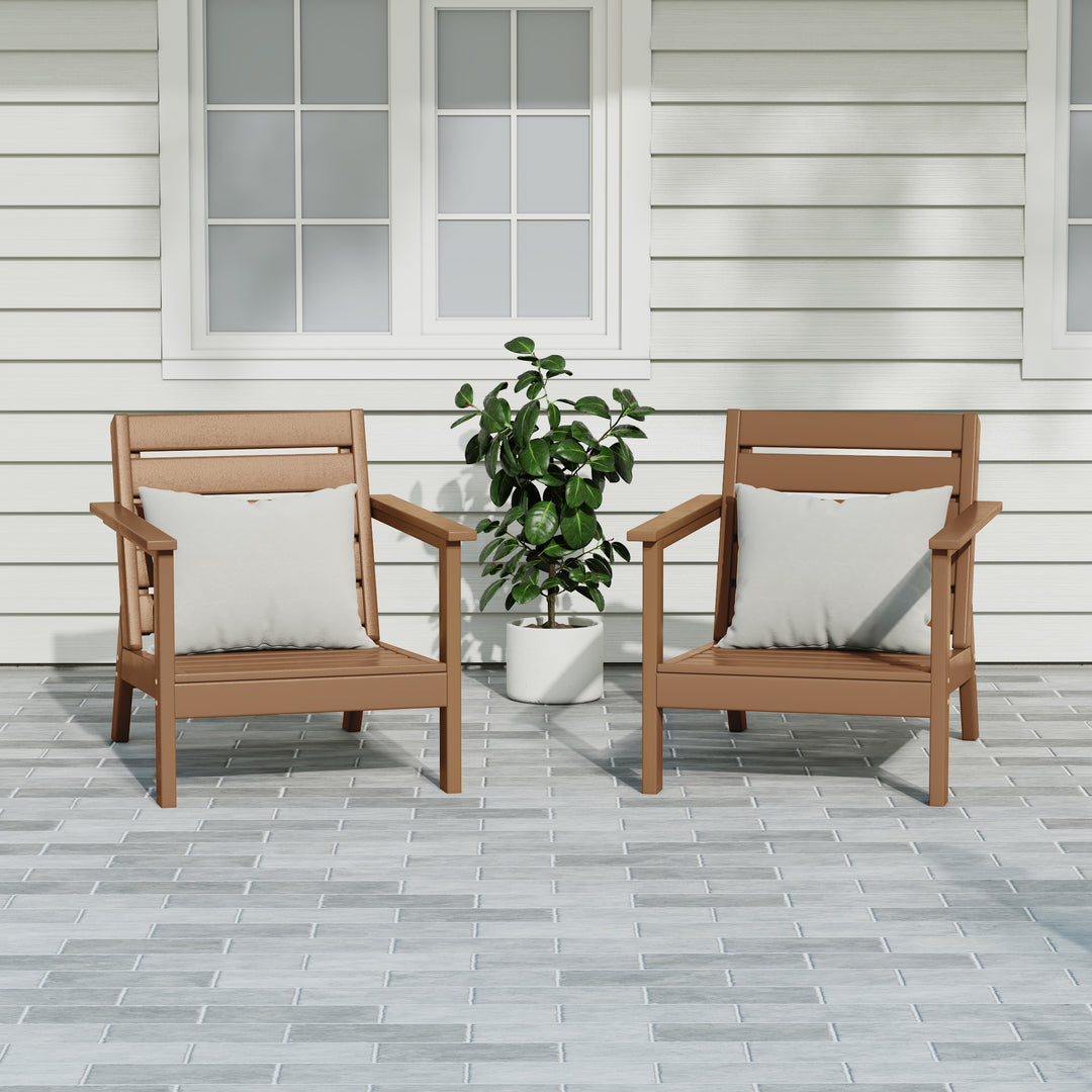 Avalon Outdoor Patio HDPE Deep Seating Armchair (Set of 2)