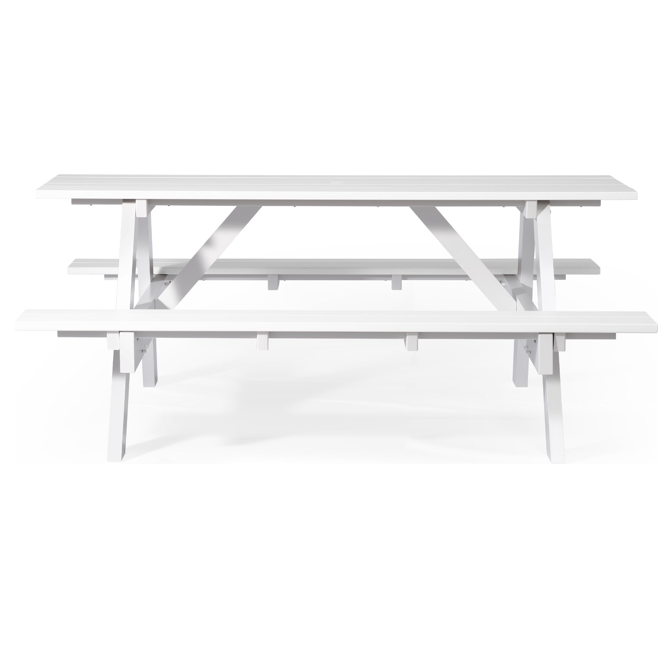 Greenville Outdoor 70" HDPE Plastic Picnic Table Bench With Umbrella Hole