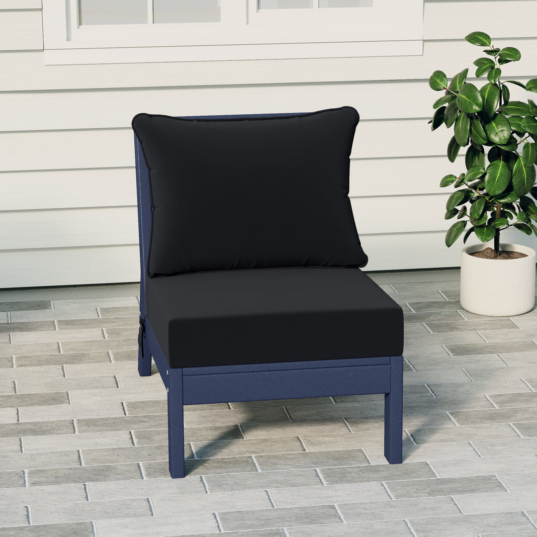 Avalon Outdoor HDPE Deep Seating Modular Armless Patio Chair with Patio Cushions