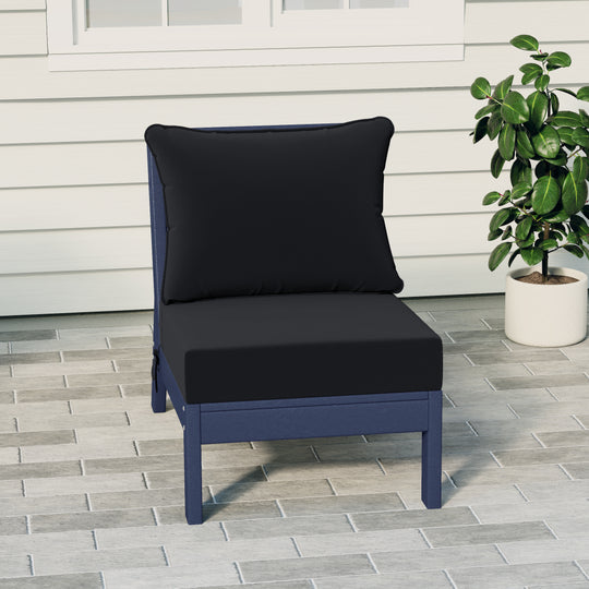 Avalon Outdoor HDPE Deep Seating Modular Armless Patio Chair with Patio Cushions