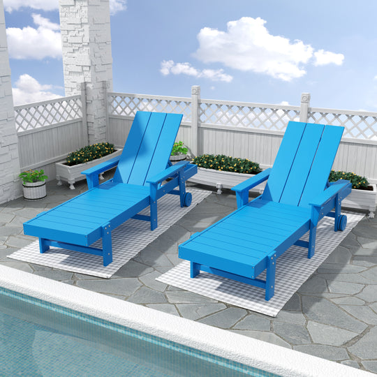 Ashore 2 Piece Reclining Chaise Lounge With Arms & Wheels