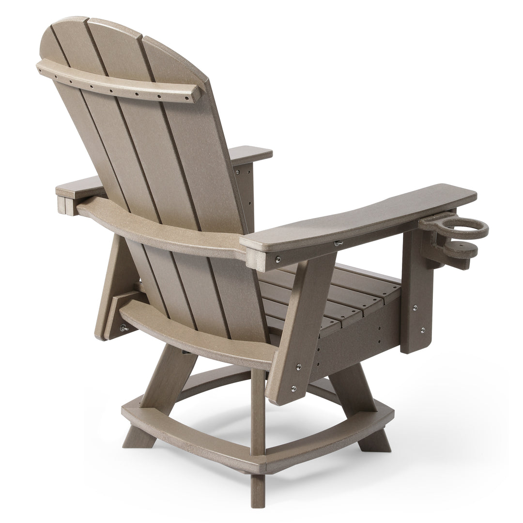 Malibu Outdoor HDPE Swivel Adirondack Patio Dining Chair With Cup Holder
