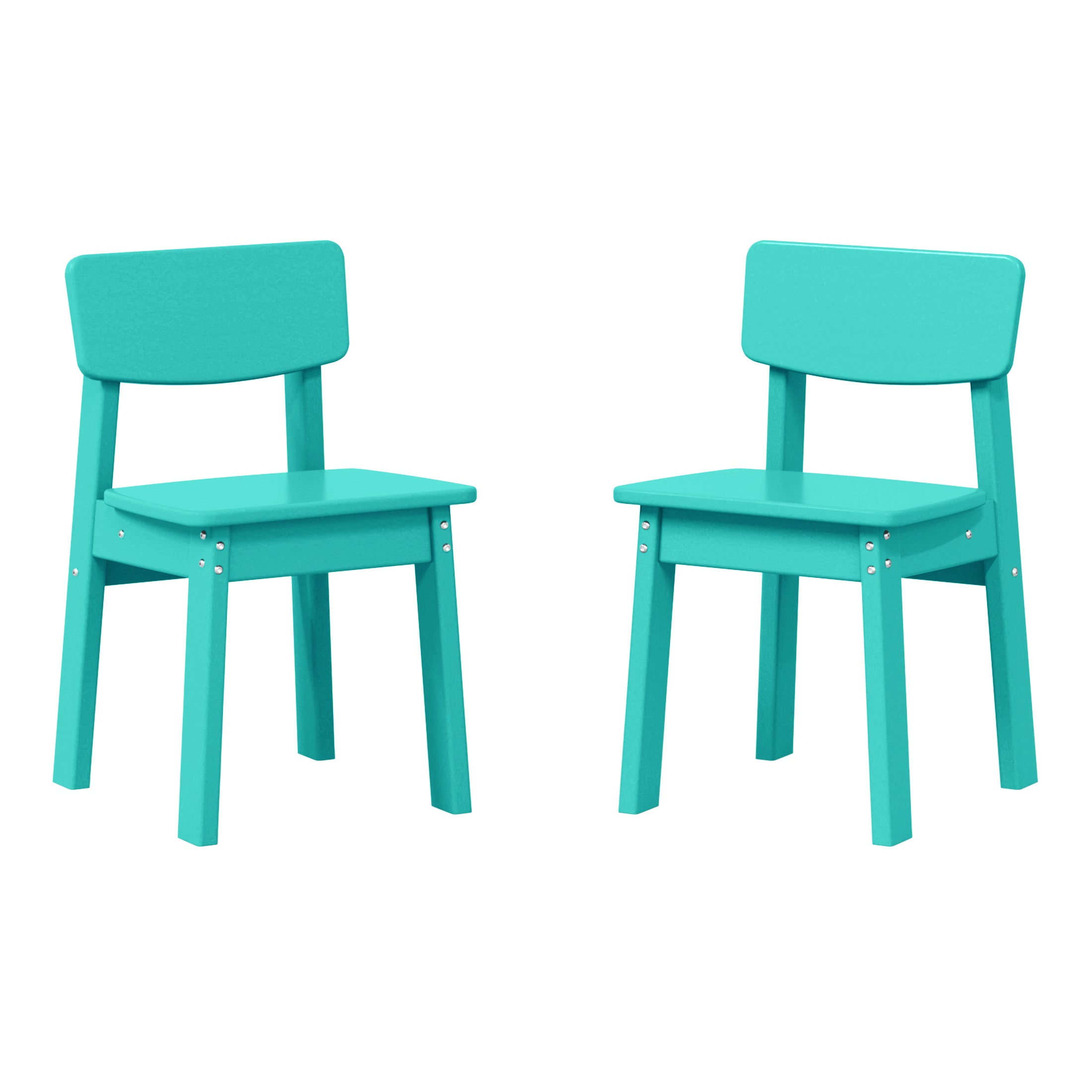 Tiny Terraces Outdoor HDPE Kids Modern Plastic Toddler Dining Chairs (Set of Two)