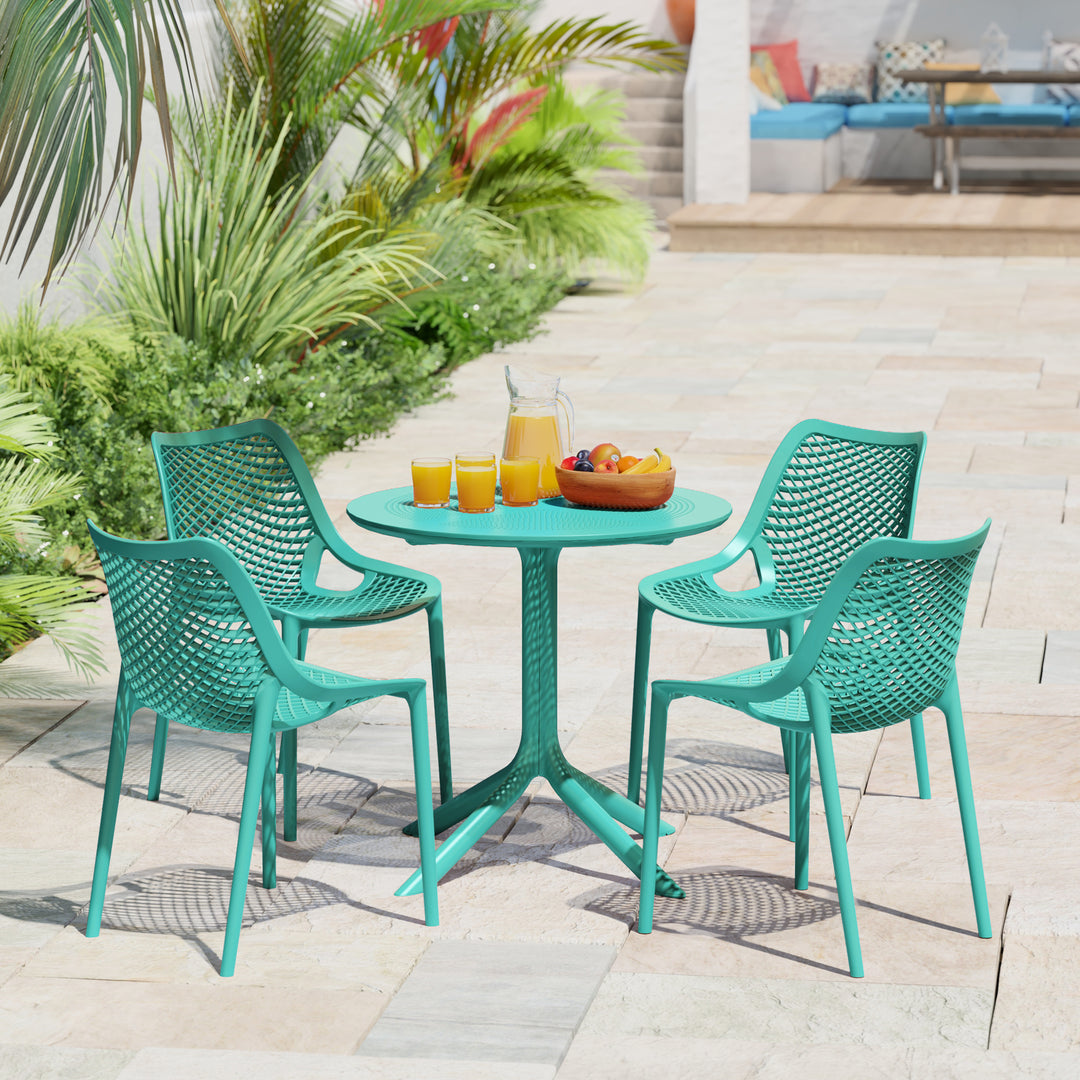 Playa 31.5" Round Plastic Outdoor Patio Dining Table for 4