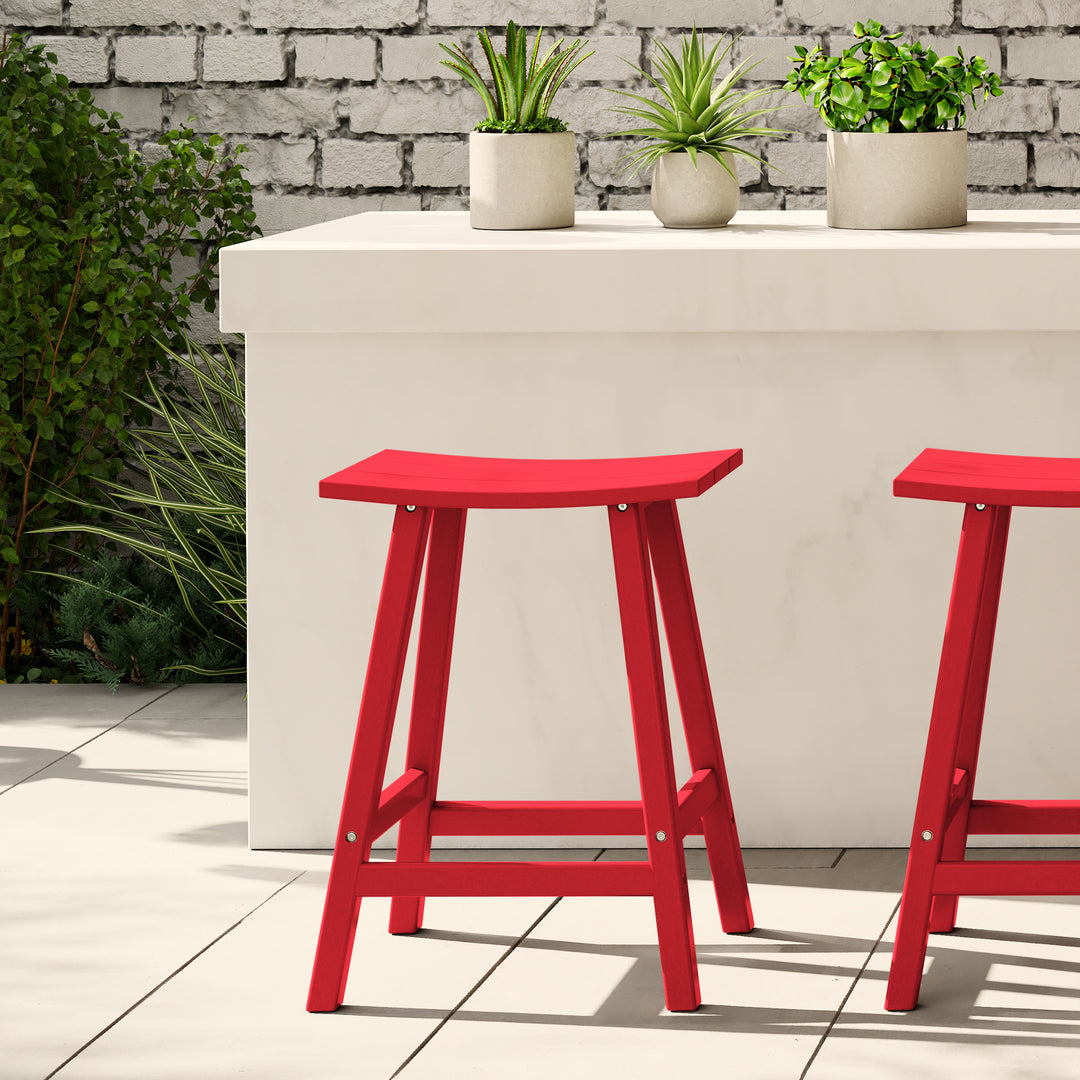 Malibu 24" height Outdoor / Patio Saddle bar stool