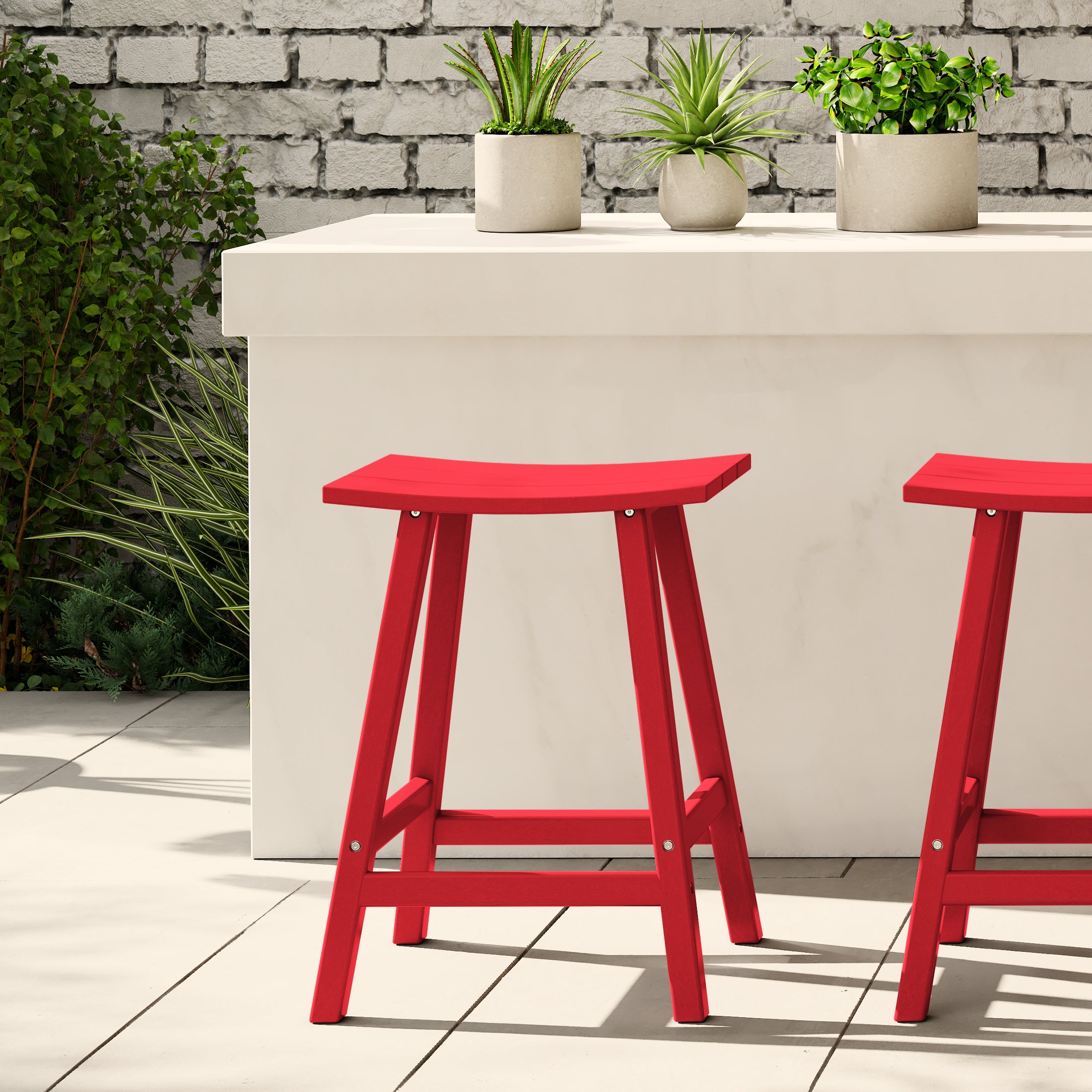 Malibu 24" HDPE Outdoor Patio Counter Height Bar Stool